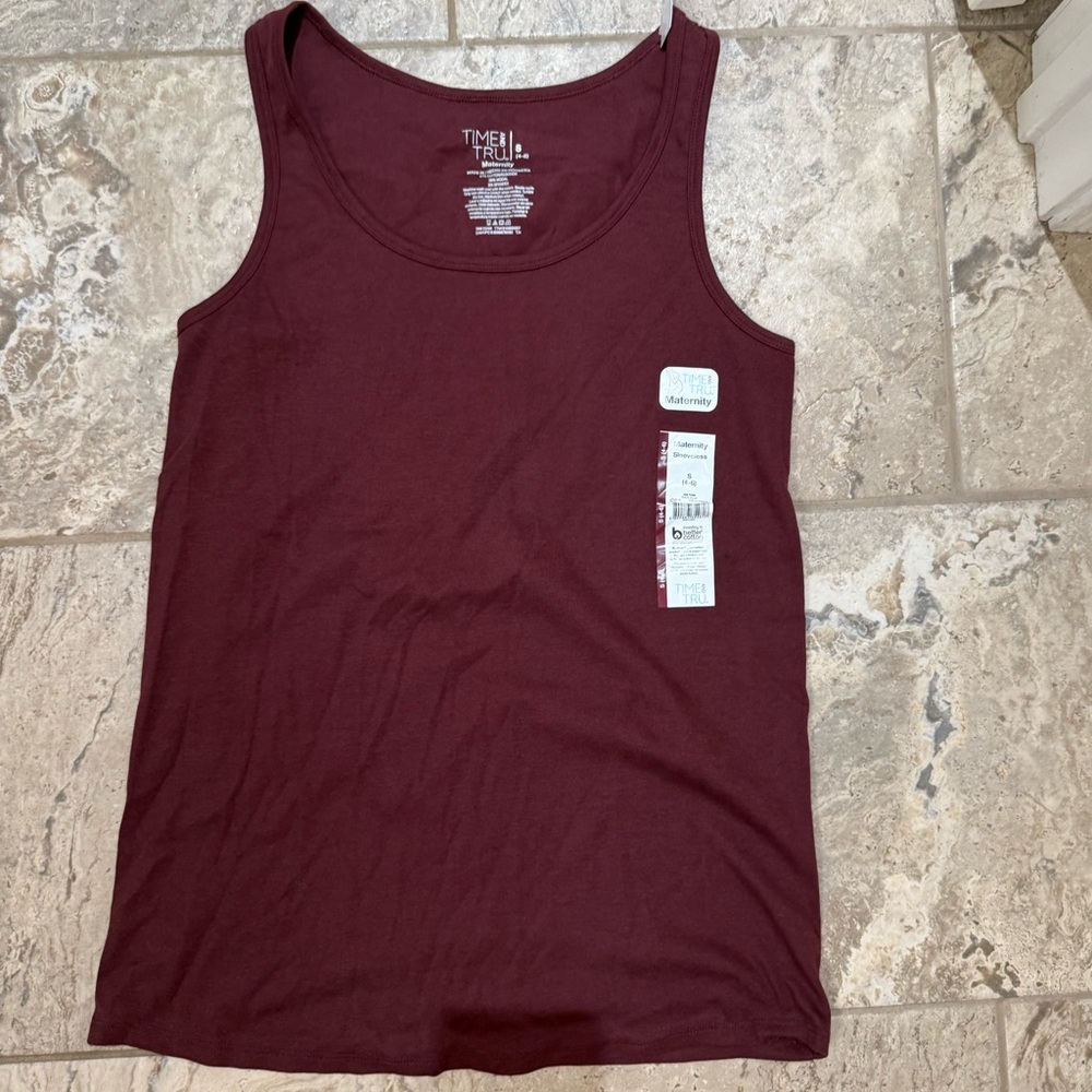NWT size Small Maternity Time and Tru Women's Burgundy Tank Top